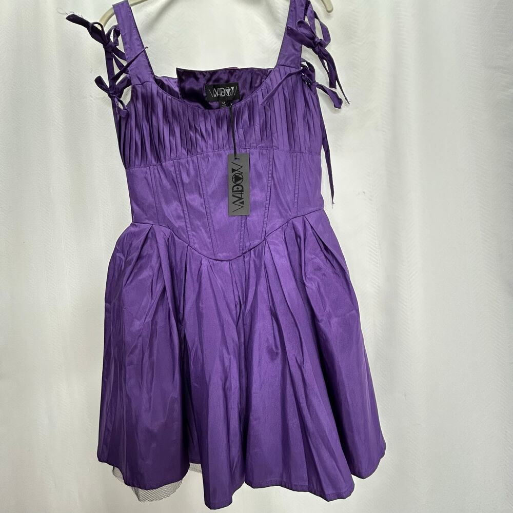 Widow purple mini dress lace up fit and flare fairy witch gothic